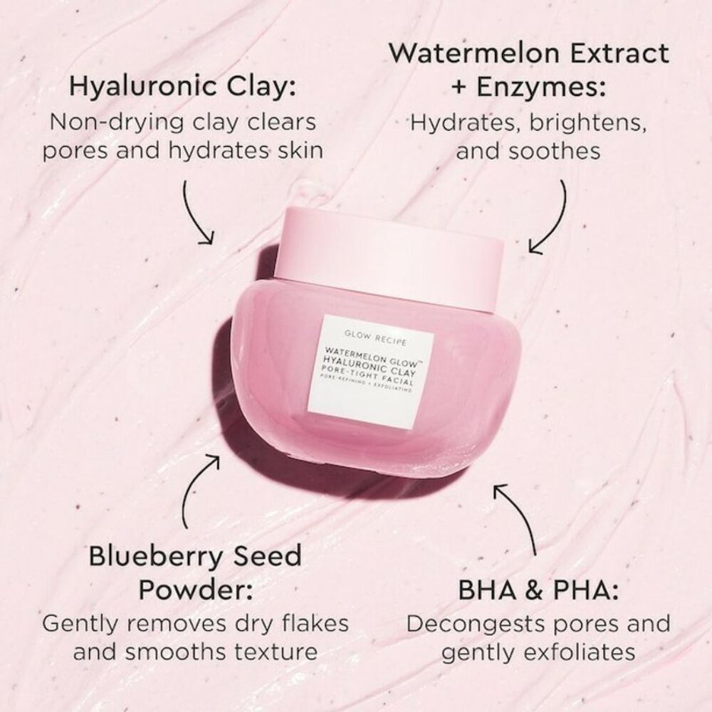 GLOW RECIPE Watermelon Glow Hyaluronic Clay Pore Tight Facial  - Fukk Size 60 ml - Picture 3 of 7